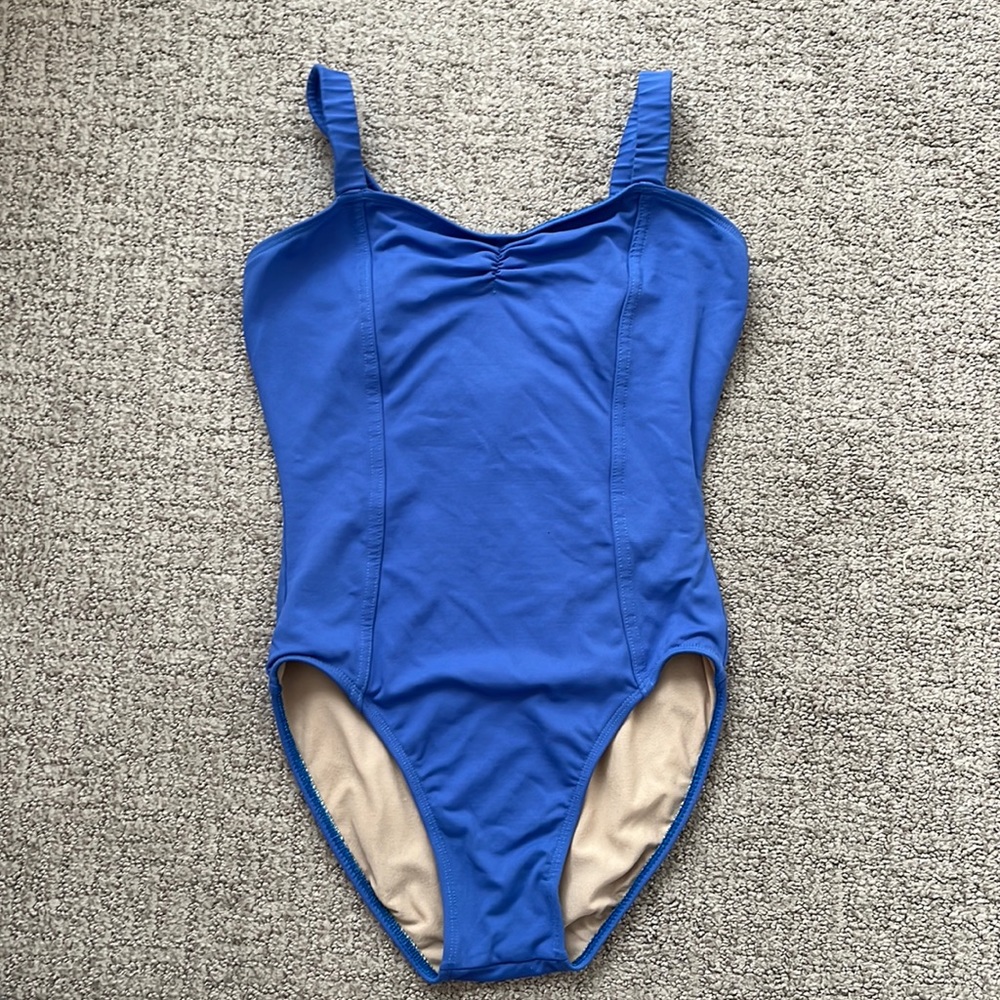 Blue Bloch leotard.